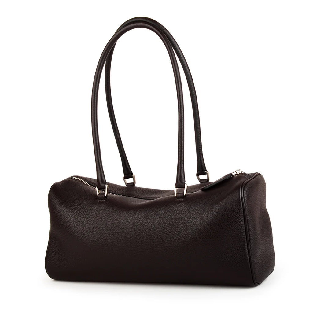 Oversized Barrel Full‑Grain Leather Boston Shoulder Bag