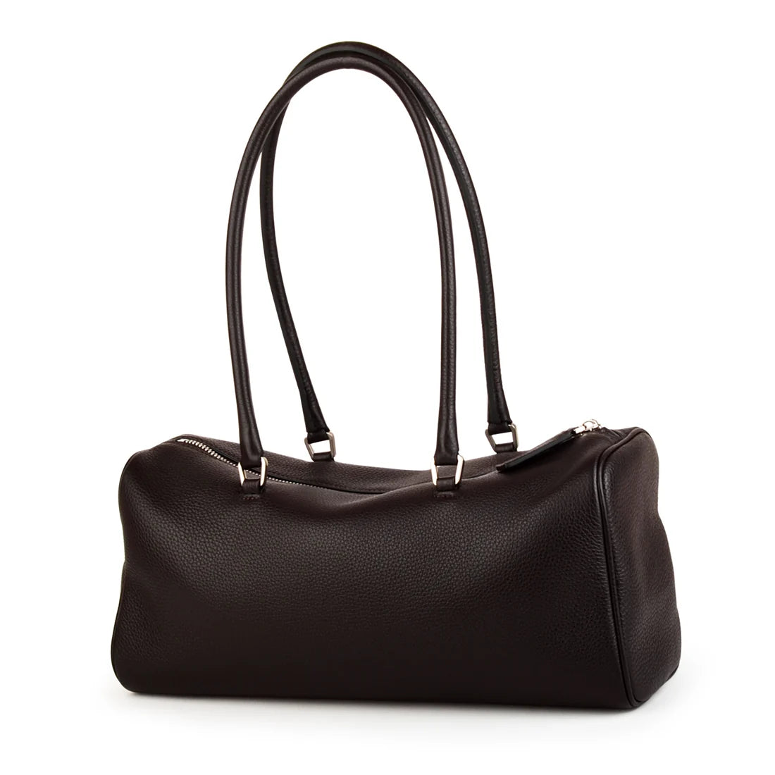 Oversized Barrel Full‑Grain Leather Boston Shoulder Bag