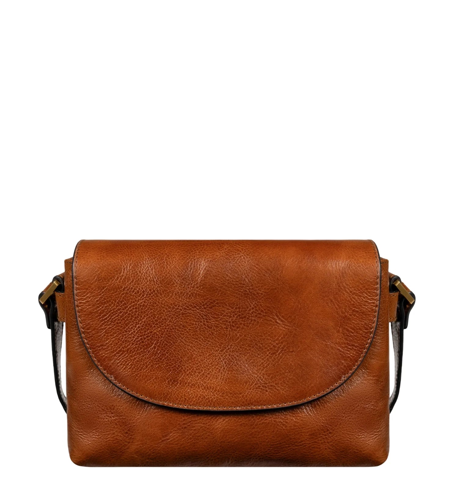 Semi‑Circle Flap Leather Tablet Crossbody Purse