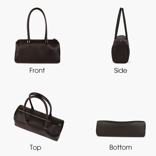 Oversized Barrel Full‑Grain Leather Boston Shoulder Bag