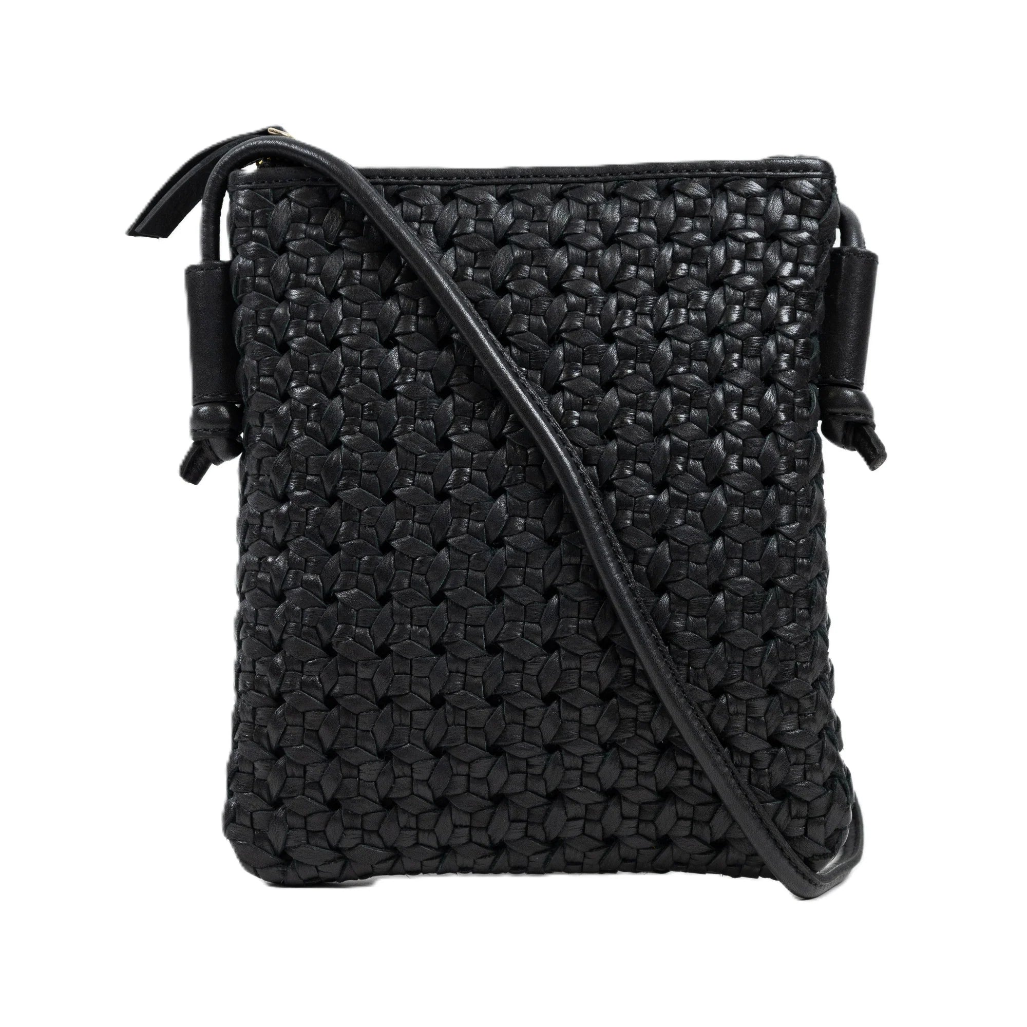 Hand‑Woven Textured Leather Travel Crossbody Bag