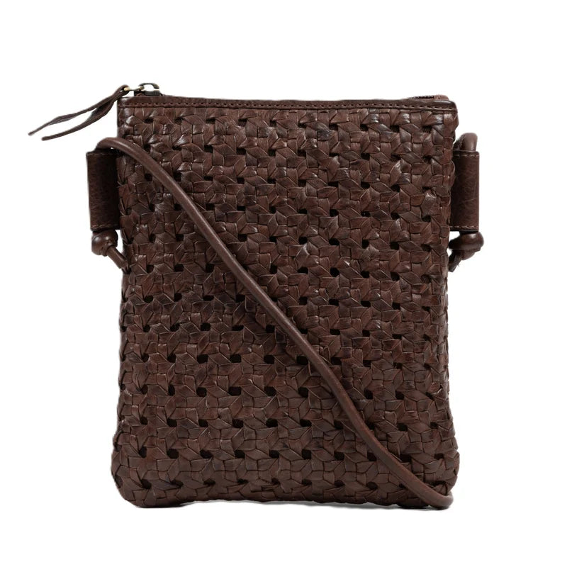 Hand‑Woven Textured Leather Travel Crossbody Bag
